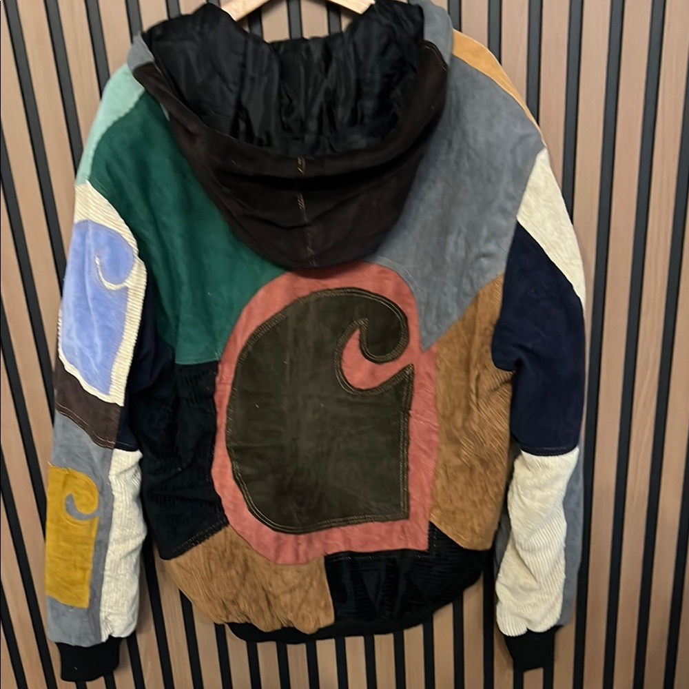 Multicolor Patchwork Men's Jacket with Hood